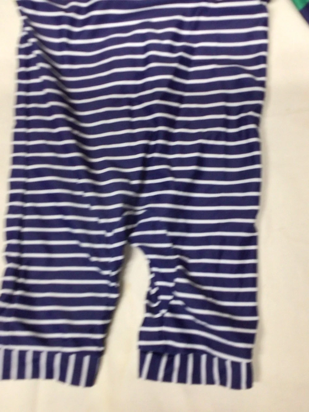 Kids' Navy & White Striped One-Piece with Green Accents.  Wetsuit please read